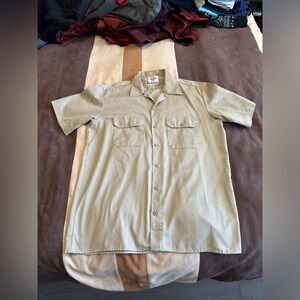 Dickies button down work shirt, khaki, men’s size Large